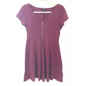 {express} v-neck zipper skater dress
